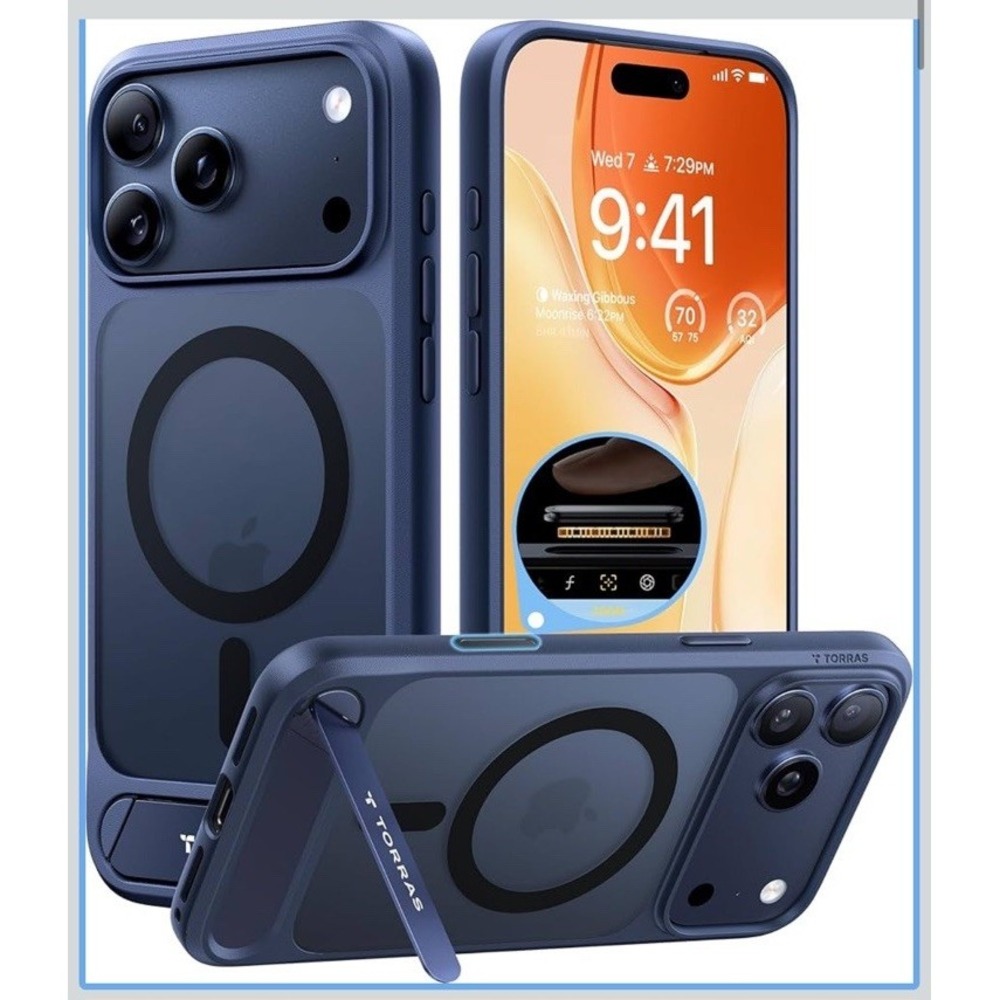 TORRAS Strong Magnetic & Seamless Stand for iPhone 17 Pro Max Case Deep‎ Blue